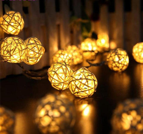 10 LED Color Rattan Ball String Fairy Lights