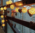 10 LED Color Rattan Ball String Fairy Lights