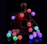 10 LED Color Rattan Ball String Fairy Lights